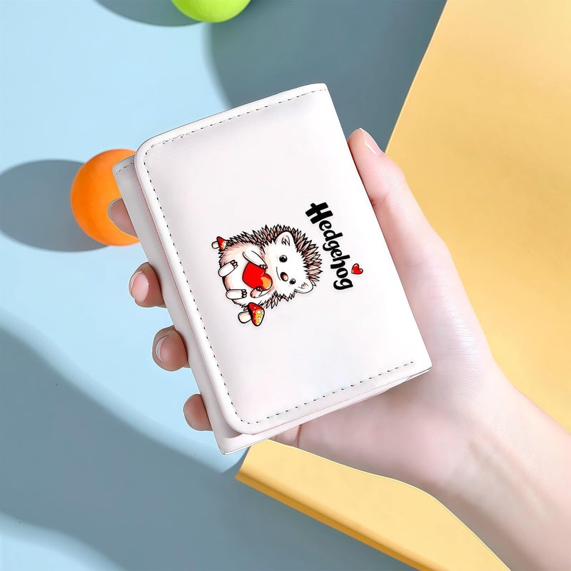 BJDAMAI Hedgehog Wallet For Teens Kids Girls Age 6,7,8,9,10,11,12, Small Slim Thin Mini Compact Women Wallet, Animal Lovers Gifts Stuff, Cash Card Coin Pocket Window For Female! - Image 3